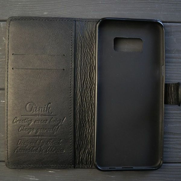 Класичний шкіряний чохол книжка ELITE для Samsung Series S ручної роботи | Чорний SKU0001-3 фото
