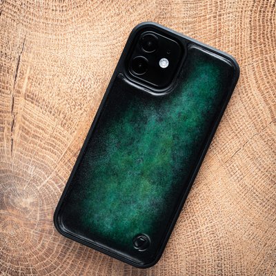 Natural Leather Exclusive Bumper Case for Xiaomi Mi Series Hand-Painted | Green SKU0020-6 photo