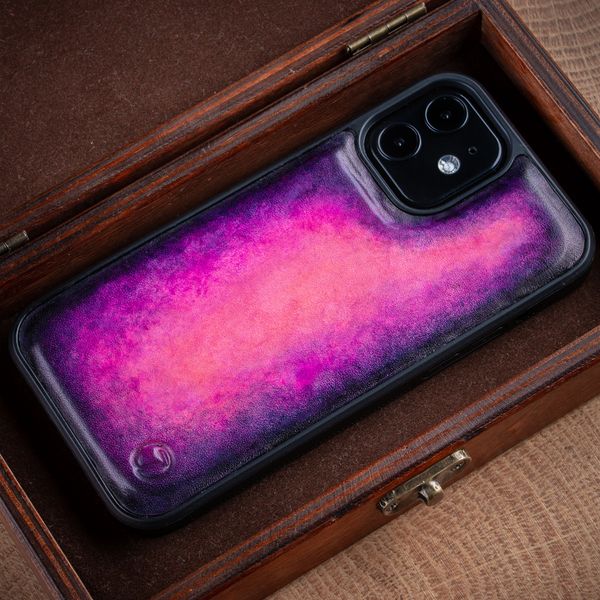 Чохол бампер зі натуральної шкіри Exclusive для Xiaomi Series ручне фарбування | Фіолетовий SKU0020-15 фото