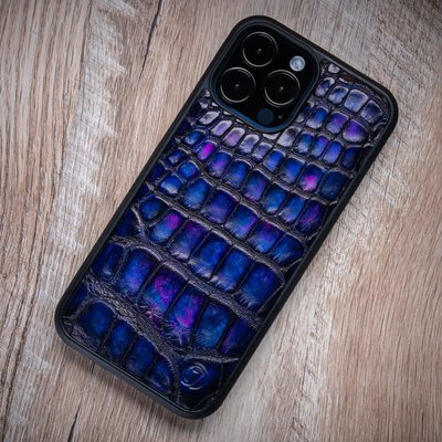 Чехол накладка из кожи крокодила Crocсo для Xiaomi Series окрашен | Фиолетовый / Синий SKU0020-16 фото