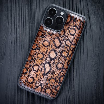 Handcrafted Piton Snake Leather Bumper for Apple Iphone | Golden SKU0020-3 photo