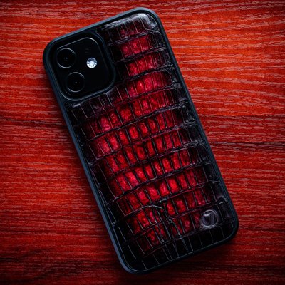 Чохол накладка зі шкіри ящірки Lizard для Samsung A Series пофарбований | Червоно-чорний SKU0020-14 фото