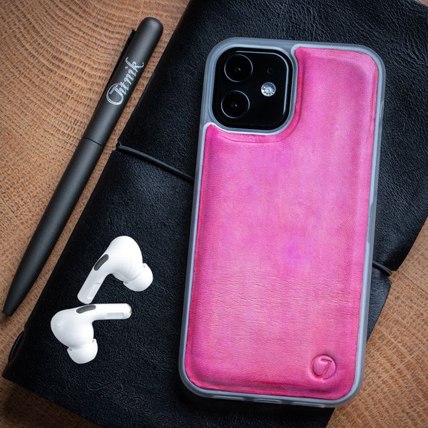 Чохол бампер зі натуральної шкіри Exclusive для Xiaomi Series ручне фарбування | Рожевий SKU0020-17 фото
