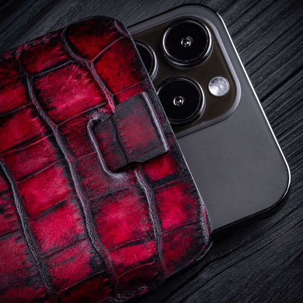 Чехол карман из кожи ящерицы Wizard для Apple Iphone окрашен | Красный SKU0010-2 фото