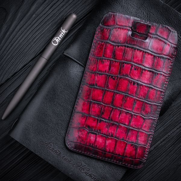Чехол карман из кожи ящерицы Wizard для Apple Iphone окрашен | Красный SKU0010-2 фото