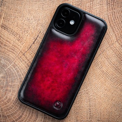 Natural Leather Exclusive Bumper Case for Xiaomi Mi Series Hand-Painted | Red SKU0020-9 photo