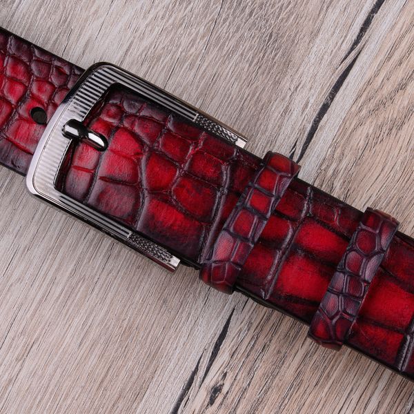 Gradient Croco Genuine Calfskin Belt | Red SKU0070-5 photo