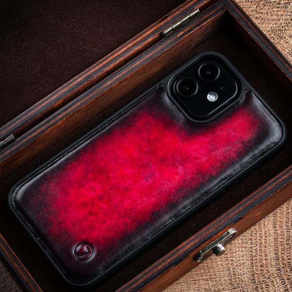 Чохол бампер зі натуральної шкіри Exclusive для Xiaomi Mi Series ручне фарбування | Червоний SKU0020-9 фото