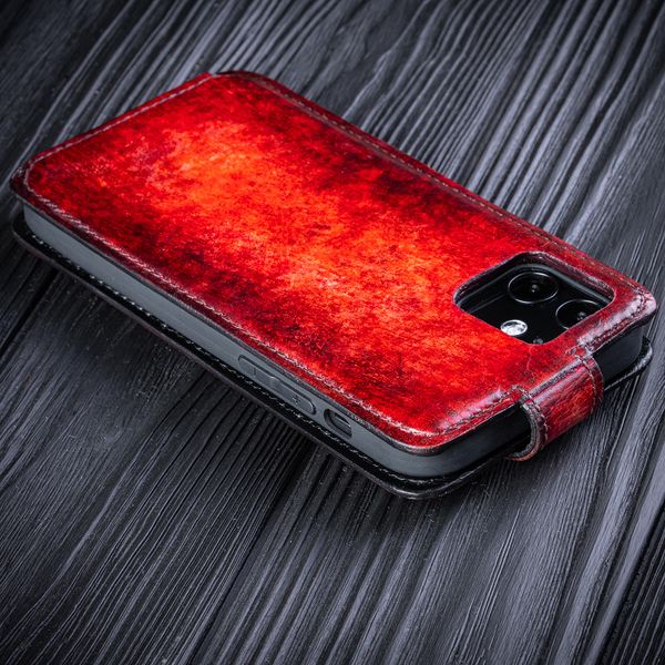 Чехол флип Exclusive из натуральной кожи для Xiaomi Mi Series ручной работы | Красный SKU0030-1 фото