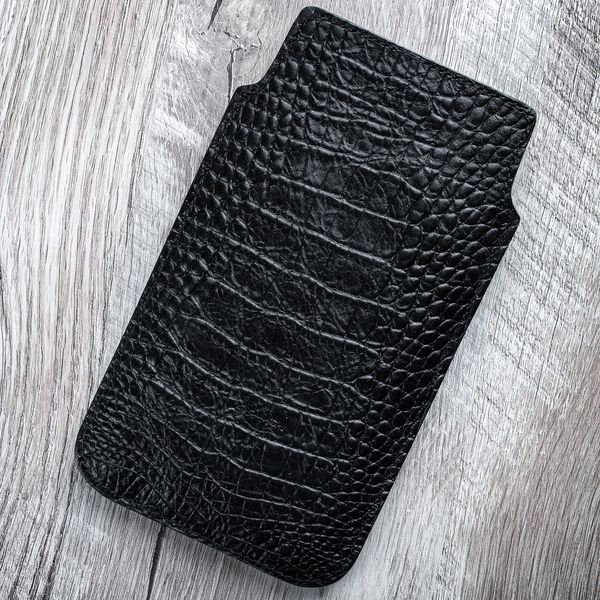 Чехол карман из кожи крокодила Crocodille для Samsung M Series ручной работы | Черный SKU0010-1 фото