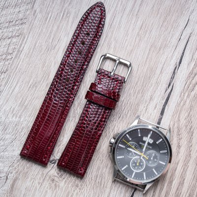 Wizard Varanus Leather Strap for Apple Watch, Burgundy (series 9/8/7/SE/6/5/4/3/2) SKU0040-16 photo