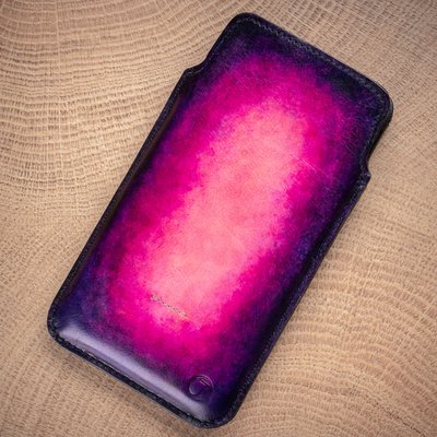 Чехол карман из "живой" кожи Exclusive для Samsung Note Series ручная покраска | Фиолетовый SKU0010-11 фото