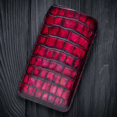 Чехол карман из кожи ящерицы Wizard окрашен | Красный SKU0010-2 фото