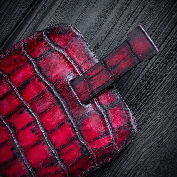 Чохол карман зі шкіри ящірки Wizard пофарбований | Червоний SKU0010-2 фото