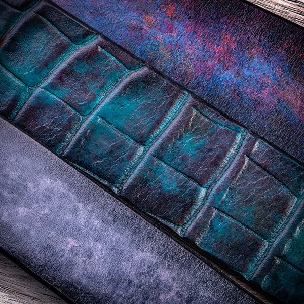 Ремінь з натуральної телячої шкіри Gradient One | Фіолетово-синій SKU0070-1 фото