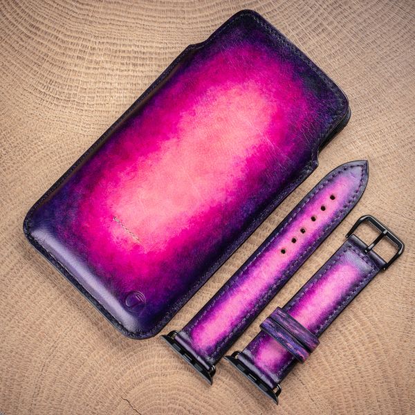 Чохол карман зі "живої" шкіри Exclusive для Samsung Note Series ручне фарбування | Фіолетовий SKU0010-11 фото