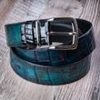Gradient Croco Calf leather Belt | Black-green