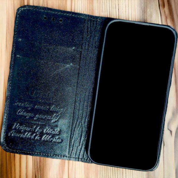 Фарбований чохол книжка для Apple iPhone з натуральної шкіри Liberty Exclusive без хлястика | Коричневий SKU0005-2 фото
