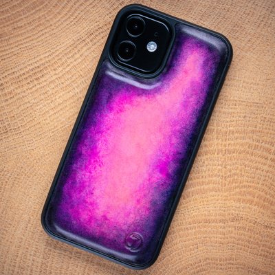 Чохол бампер зі натуральної шкіри Exclusive для Xiaomi Mi Series ручне фарбування | Фіолетовий SKU0020-15 фото