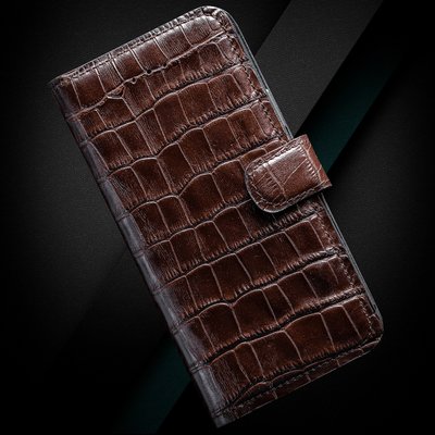 Чехол-книжка Crocodille из натуральной кожи для Samsung Series S | Коричневый | Глянец SKU0002-5 фото
