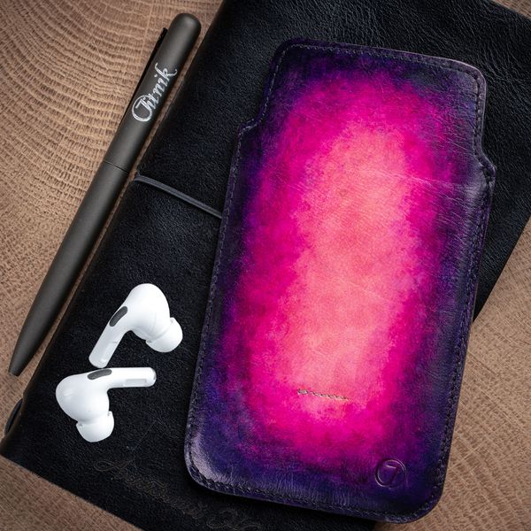 Чохол карман зі "живої" шкіри Exclusive для Samsung Series S ручне фарбування | Фіолетовий SKU0010-11 фото