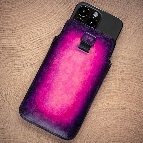 Чохол карман зі "живої" шкіри Exclusive для Samsung Series S ручне фарбування | Фіолетовий SKU0010-11 фото