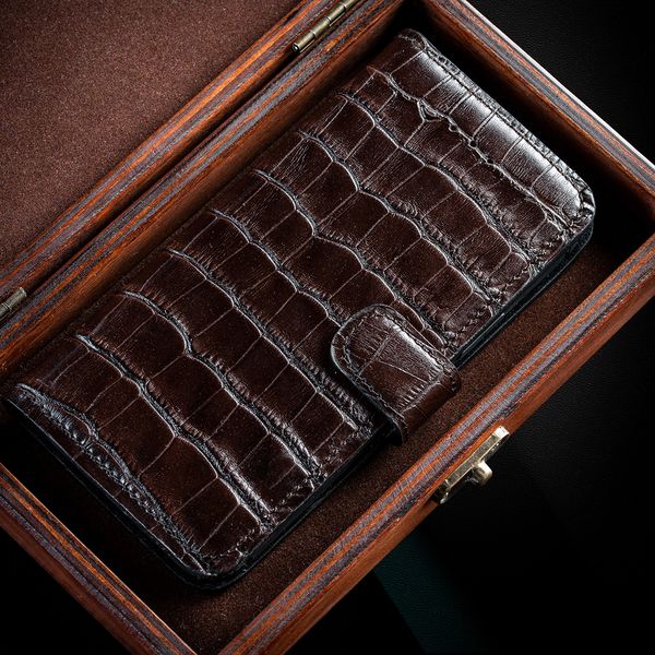 Чохол книжка Crocodille із натуральної шкіри для Samsung Series S | Коричневий | Глянець SKU0002-5 фото