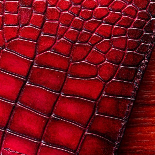 Чохол карман з натуральної шкіри під крокодила Crocodille для Samsung M Series ручної роботи | Червоний SKU0010-6 фото