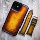 Пластиковий чохол бампер зі натуральної шкіри Solid для Apple Iphone ручне фарбування | Золотий SKU0021-1 фото 6