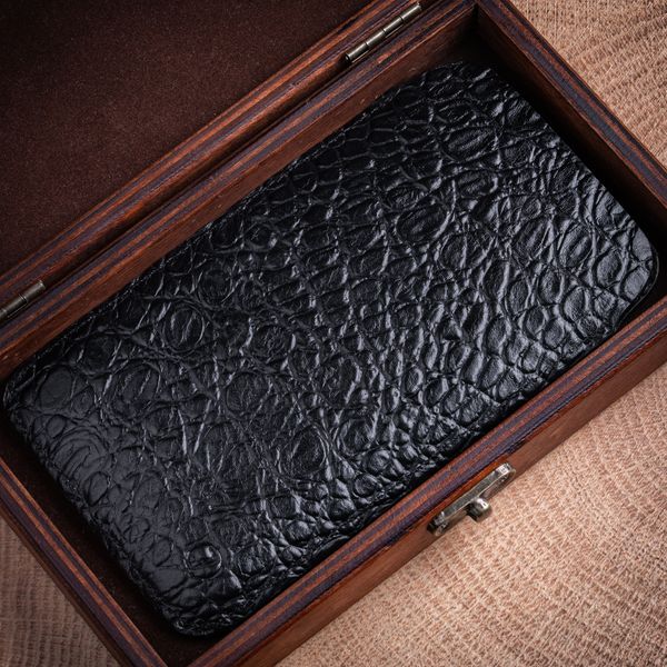 Чохол карман з натуральної шкіри під крокодила Crocodille для Samsung A Series ручної роботи | Чорний SKU0010-4 фото