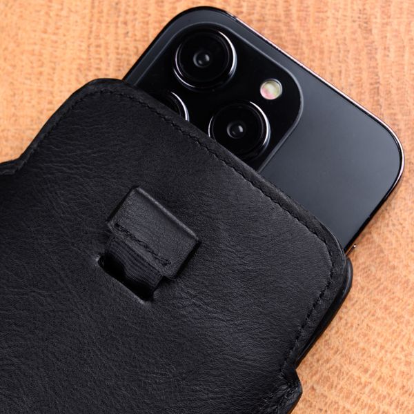 Чехол карман из натуральной кожи Black для Xiaomi Mi Series ручной работы | Черный SKU0010-12 фото