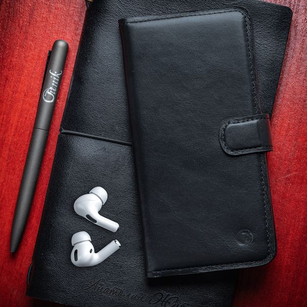Класичний шкіряний чохол книжка ELITE для Xiaomi Mi Series ручної роботи | Чорний | Глянець SKU0001-4 фото
