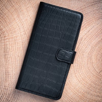 Чехол книга Crocodille из натуральной кожи для Xiaomi Mi Series | Черный SKU0002-1 фото