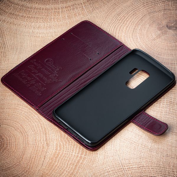 Классический кожаный чехол-книжка ELITE для Samsung Series S ручной работы | Бордо SKU0001-1 фото