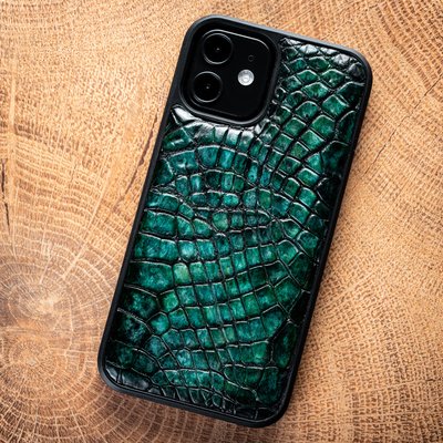 Чехол накладка из кожи крокодила Crocсo для Samsung M Series окрашен | Зеленый SKU0020-12 фото
