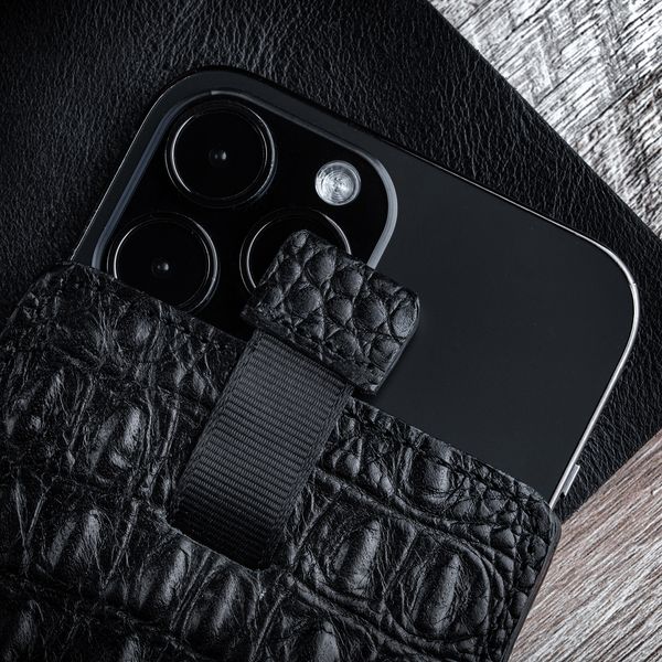 Crocodile Leather Pocket Case for Samsung Series S Handmade | Black SKU0010-1 photo
