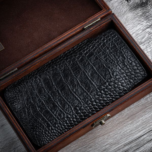 Чехол-карман из кожи крокодила Crocodille для Samsung Series S ручной работы | Черный SKU0010-1 фото