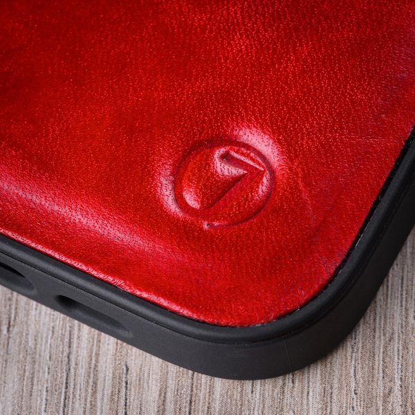 Чохол бампер зі натуральної шкіри Exclusive для Samsung M Series ручне фарбування | Яскравий червоний SKU0020-18 фото