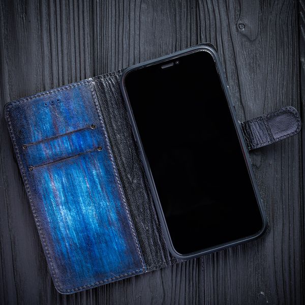 Вінтажний шкіряний чохол книжка Exclusive для Apple Iphone | Синій SKU0003-4 фото