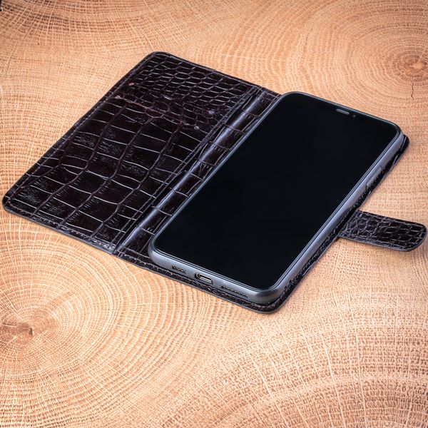 Чохол книжка Crocodille з натуральної шкіри для Xiaomi Mi Series | Темний бордо | Глянець SKU0002-4 фото