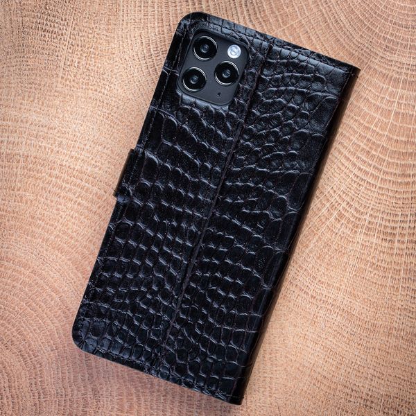Чохол книжка Crocodille з натуральної шкіри для Xiaomi Mi Series | Темний бордо | Глянець SKU0002-4 фото