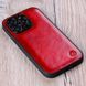 Чохол бампер зі натуральної шкіри Exclusive для Iphone ручне фарбування | Яскравий червоний SKU0020-18 фото 6