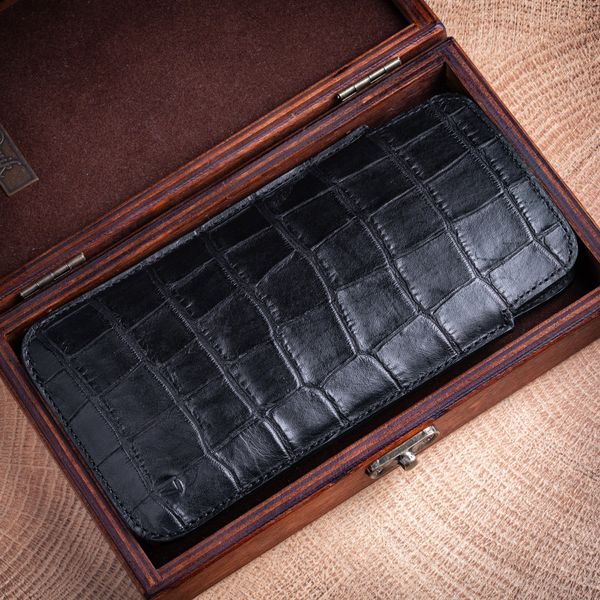 Чохол карман із телячої шкіри під крокодила Сhic Сrocodile для Xiaomi Series ручної роботи | Чорний SKU0010-8 фото