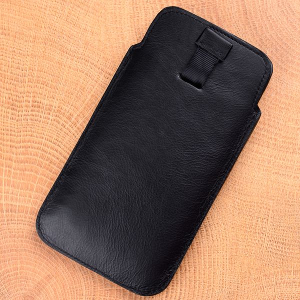Handmade Black Leather Pocket Case for Xiaomi Series | Black SKU0010-12 photo