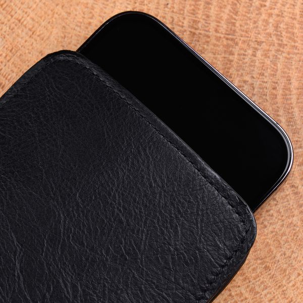 Чохол карман з натуральної шкіри Black для Xiaomi Series ручної роботи | Чорний SKU0010-12 фото