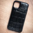 Crocodile leather bumper case Crocodille for Apple Iphone handmade | Black