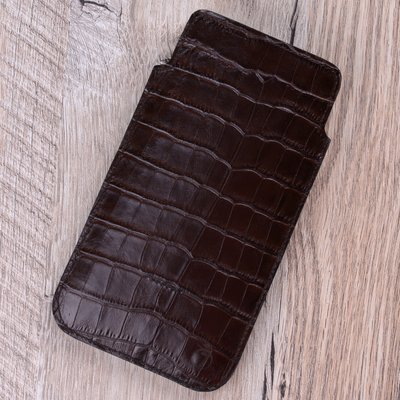 Chic Сrocodile crocodile calf leather pocket case for Xiaomi Series | Brown SKU0010-13 photo