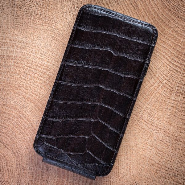 Чехол-флип Liberty из натуральной кожи под крокодила для Samsung Series S | Коричневый SKU0030-5 фото