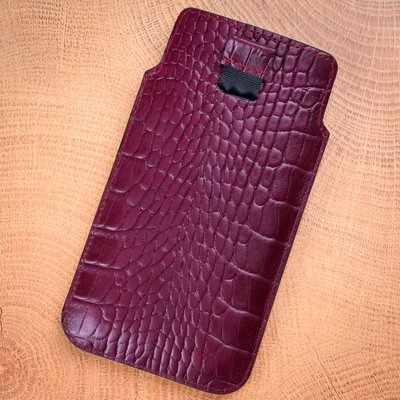 Chic Сrocodile crocodile calf leather pocket case for Samsung A Series | Bordeaux SKU0010-14 photo