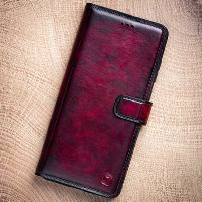 Vintage Leather Book Case Exclusive for Xiaomi Mi Series | Handmade | Bordeaux SKU0003-3 photo